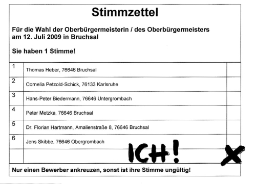 Stimmzettel Bernd